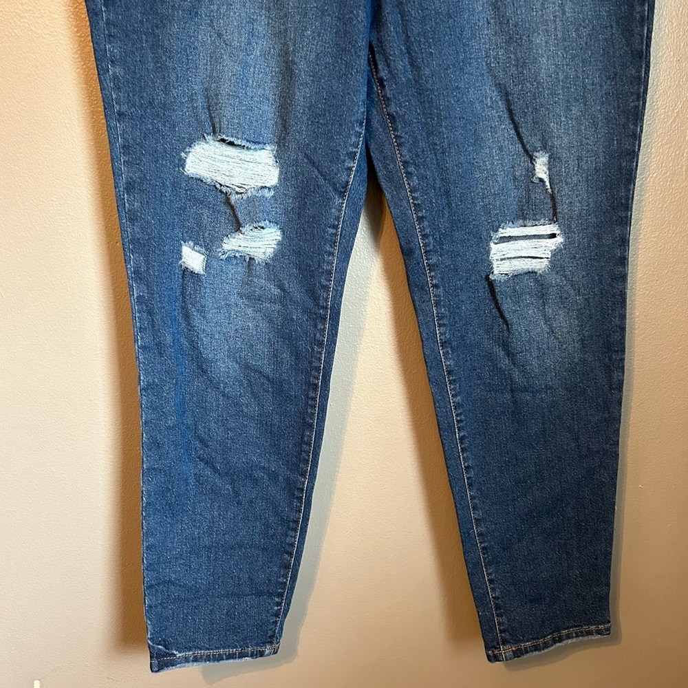 NWT Style & Co 16 Curvy Mid Rise Blue Denim Distressed Skinny Full Length Jeans! - Picture 3 of 11